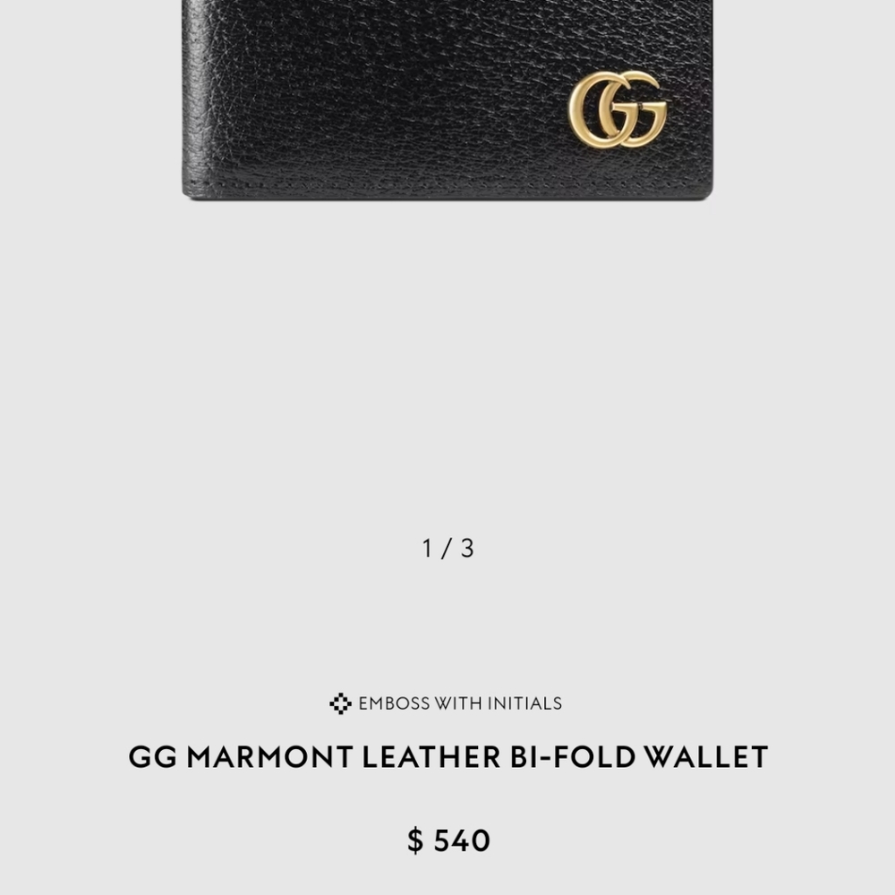GUCCI MARMONT LEATHER BI FOLD WALLET - Picture 2 of 2